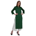 thumbnail image 2 of Bimba Kurta en Coton Col Mandarin avec Plis pour Femmes Ethnique Indienne Droite Unie, 2 of 7