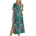 thumbnail image 2 of Ovzne Robes pour Femmes Robe Femme Robe Unie Ample Décontractée Mode Robe à Manches Longues Robe à Col à Manches Longues pour Femmes Robe de Vacances à Manches Longues Imprimée Liquidation, 2 of 6