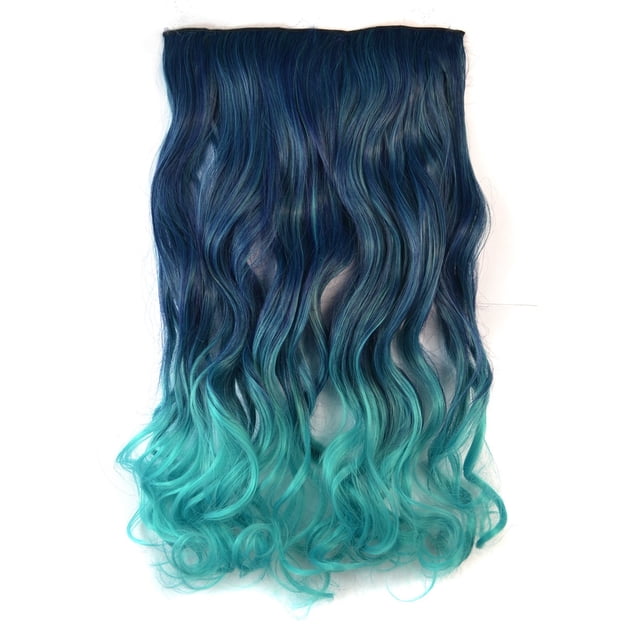 Dadatutu Clip-In Hair Wig for Women - Gradient Color Long Curly Hair Extension, High-Temperature Fiber, Double Weft, Easy to Install & Style