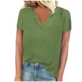 thumbnail image 1 of FAIWAD Womens Summer Tops Short Sleeve V Neck Pullover Shirts Loose Casual Solid Color Basic Tops, 1 of 3