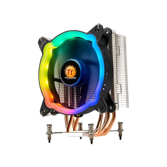 Thermaltake Thermaltake D300P Arc-en-Ciel RGB Refroidisseur de CPU avec 4 Conduits de Chaleur, Ventilateur PWM 120 mm, Intel 115X, Refroidissement Silencieux et Efficace, Installation Facile