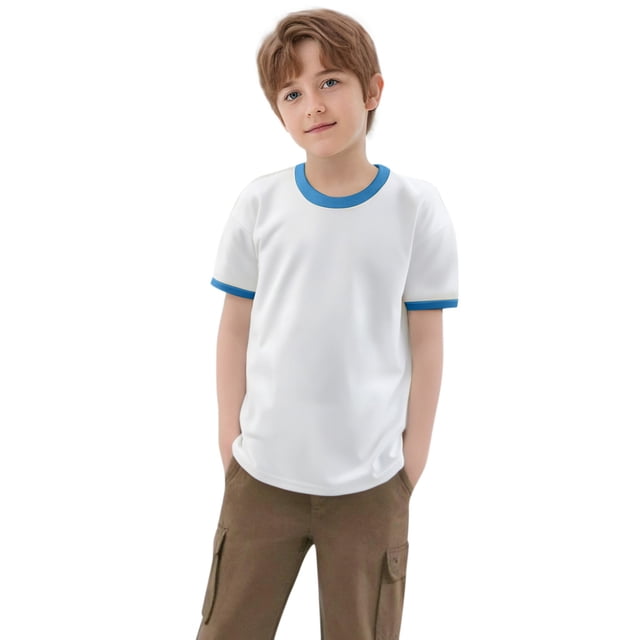 WEIYLL T-Shirts Garçons Patchwork Coloré Manches Courtes Col Rond Vêtements Enfants pour 4-5 Ans