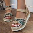 thumbnail image 3 of IUJSOY Womens Platform Wedge Sandals Open Toe Bowknot Espadrilles Buckle Ankle Strap Summer Shoes, 3 of 8
