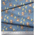 thumbnail image 2 of Soimoi Velvet Fabric Banana & Monkey Kids Printed Craft Fabric by The Yard 58 Inch Wide, 2 of 3