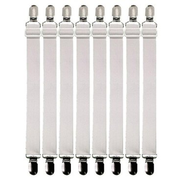 8Pcs Tendeur Drap Housse Lit Drap Réglable, Tendeurs de Maintien, Convient à Tous Lits et Matelas, Blanc