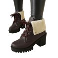 thumbnail image 1 of LSLJS Bottes de Neige Épaissies Chaudes à Revers Porter Plus à Lacets Talons Hauts Épais/bottes Courtes, 1 of 9