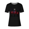 thumbnail image 4 of Pisexur Hauts pour Femmes Tendance, Hauts de Sortie pour Femmes, Pull Décontracté à Manches Courtes Imprimé Col Rond Noir, TG, 4 of 4