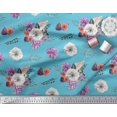 thumbnail image 3 of Soimoi polyester Crepe Fabric Fig,Succulent & Anemone Flower Print Sewing Fabric Yard 52 Inch Wide, 3 of 3