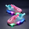 thumbnail image 2 of DXOUPM Toddler Light Up Shoes Girls Color Block Fashionable Mesh Sneakers for Tennis Running, 2 of 2