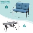 thumbnail image 3 of Costway 2PC Patio LoveSeat Coffee Table Furniture Set  Bench W/ Cushions Blue, 3 of 10