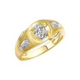 thumbnail image 3 of RYLOS Men's Rings 14K Yellow Gold Rings Classic Designer Style 7X5MM Oval Gemstone & Diamond Ring White Topaz April Birthstone Rings For Men Size 9, 3 of 7
