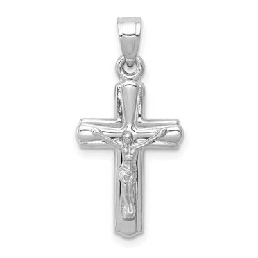 Pendentif Crucifix /croix Réversible en Or Blanc 14 K