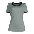 thumbnail image 3 of Haut à Manches Courtes Col Rond Côtelé Ajusté pour Femmes - une Pièce Élégante, Polyvalent avec Jeans/jupes - S-TTG, 3 of 4