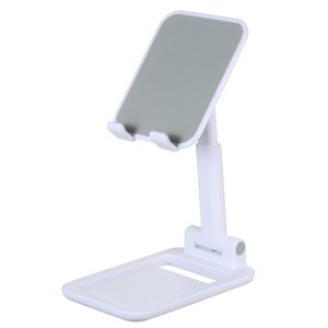 ABS Support pliable télescopique Support de bureau pliant Porte-Téléphone portable Angle et Hauteur réglables Convient pour Smartphones et tablettes de 4 ~ 10 pouces Blanc
