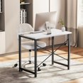 thumbnail image 4 of OLIXIS 47 Inch Computer Office Desk for Small Spaces, Writing Gaming Work Desk Modern Study Table with Metal Frame Home Bedroom, White, 4 of 5