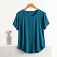 thumbnail image 2 of Yuyuzo Plus Size Pajamas Tops Short Sleeve Sleep Shirts Solid Color Pjs Tops Sleepwear Homewear Loungewear, 2 of 5