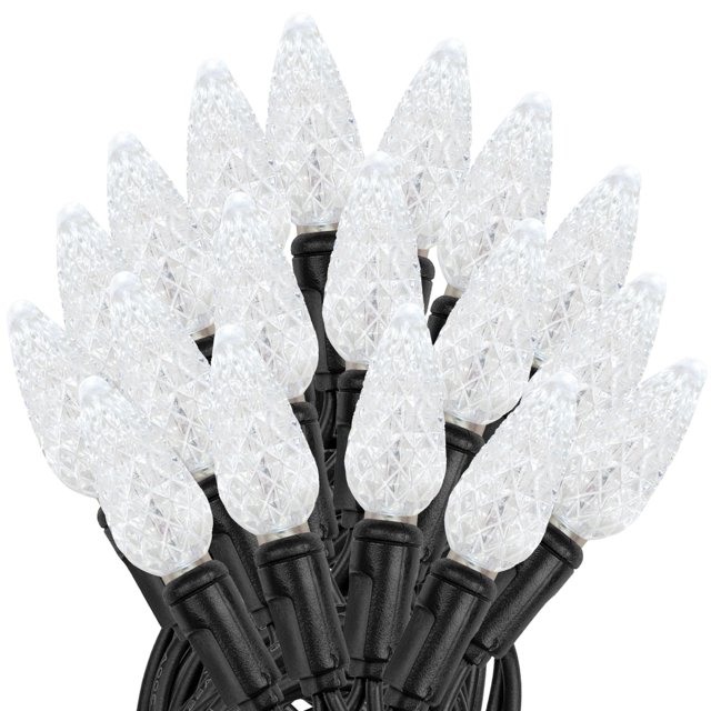 Novelty Lights 24FT 70 LED C6 Pure White Permanent Christmas Lights