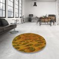 thumbnail image 4 of Ahgly Tapis Rond Lavable en Machine Intérieur Transitionnel Acajou Brun, 6 Pieds Rond, 4 of 7