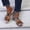 Brown, variant on Skechers Sandals for Women Memory Foam Women Sandals Summer Fashion Leopard Beach Shoes Flat Heel Butterfly Sandals Strappy Sandal on Clearance