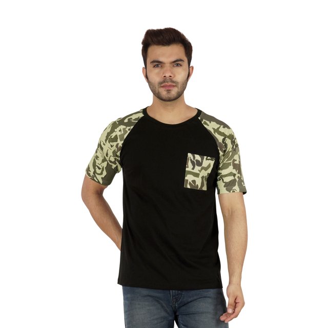 Inkmeso T-Shirt Raglan à Manches Courtes pour Homme, Coupe Ample, T-Shirt Décontracté Imprimé avec Poche Appliquée