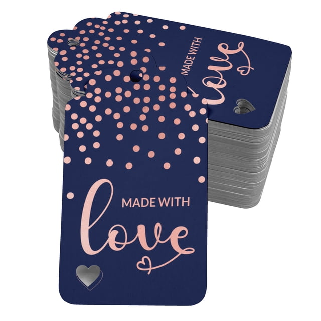 Inkdotpot Pack Of 100 Made With Love Text Favor Paper Tags Craft Real Rose Gold Foil Hang Tags