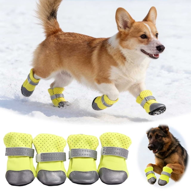 Breathable Reflective Protective Dog Shoes Boots For Small Medium Sized Outdoor Activities Hot Pavement Rain Walking 4PCS