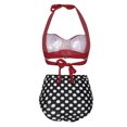 thumbnail image 4 of Leutsin Women Vintage Swimsuit Two Piece Retro Halter Ruched High Waist Print Bikini Set, 4 of 7
