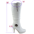 thumbnail image 2 of Bottes Mode Décontractées pour Femmes à Talons, Hauteur Genou, Plateforme, Fermeture Éclair Latérale, Boucle, Robe ( Blanc, 6), 2 of 5