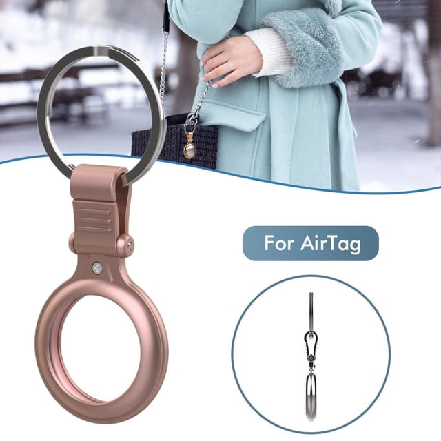 Étui en Métal avec Porte-Clés Résistant aux Rayures Étui Protecteur Portable Compatible avec AirTags Traqueur Bluetooth Housse de Protection