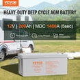 thumbnail image 2 of VEVOR Deep Cycle Battery, 12V 200 AH, AGM Marine Rechargeable Battery, High Self-Discharge Rate 1400A Current, for RV Solar Marine Off-Grid Applications UPS Backup Power System, Tested to UL Standards, 2 of 9