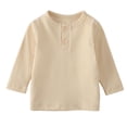 thumbnail image 2 of RXIRUCGD Chandail à Manches Longues à Col Rond Décontracté pour Garçons et Filles, Couleur Unie, Beige, Taille : 6 Mois, 2 of 7