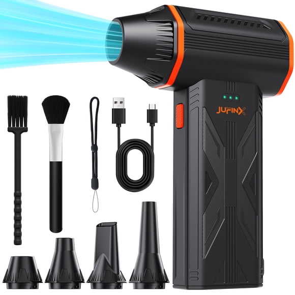 JUFINX 2-in-1 Compressed Air Duster,with Vacuum Pumping of Storage Bag, 150000 RPM Electronic Air Blower, Portable Cleaner for Laptop,PC, Car,Keyboard