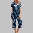 thumbnail image 2 of Ensemble de Pyjama pour Femmes Shorts Femmes Imprimé Col Rond Manches Courtes Chemise de Nuit et Ensembles Pantalon Tenue d'Intérieur Pyjamas avec Poches Hauts à Manches Courtes pour Femmes Ensemble de Pyjama pour Femmes Été, 2 of 8