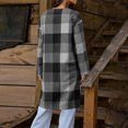 thumbnail image 3 of RXMEKW Plaid Wool Blend Coat With Button Front And Pockets for Women, Longline Cardigan Jacket, Brown, 3 of 6