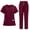Wine1, variant on Ktyne Scrubs for Women Set M Stretchy Nursing Uniform Short Sleeve V Neck Scrub & Jogger Pants Solid Color Medical Scrub Sets with Multi Pocket Dark Blue M