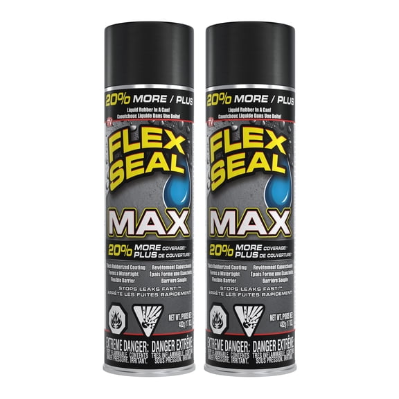 Flex Seal MAX Spray Rubber Sealant Coating, Black, 17 oz. (482 g) – 2 PACK