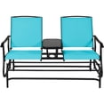 thumbnail image 4 of Gymax Patio 2-Person Glider Rocking Char Loveseat Garden w/ Tempered Glass Table Turquoise, 4 of 10