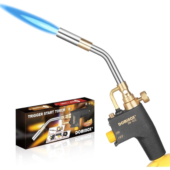 DOMINOX Propane Torch Head, Trigger Start High Intensity Gas Torch for Soldering, BBQ, Lighting, Compatible with Propane MAP & MAPP Tanks