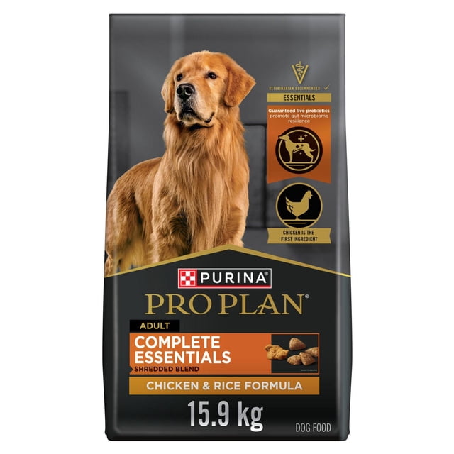Purina Pro Plan Essentiels Complets Bouchées à la Viande Poulet & Riz, Nourriture Sèche pour Chiens 15.9kg