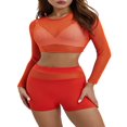 thumbnail image 1 of Ensemble de Plage Élégant pour Femmes Crop Top en Maille Transparente + Shorts, 1 of 9