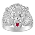 thumbnail image 1 of RYLOS Rings Sterling Silver Lion Head Ring Amazing Conversation Starter Diamonds Eyes & Ruby Mouth Rings Size 10, 1 of 7