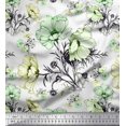 thumbnail image 1 of Soimoi Poly Georgette Fabric Leaves & Anemone Flower Print Fabric by The Yard 52 Inch Wide, 1 of 3