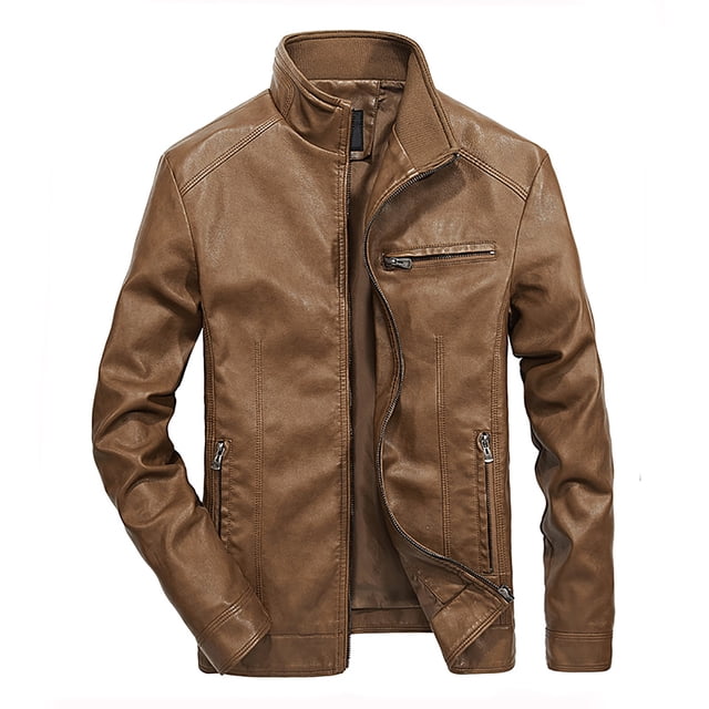 EGNMCR Jackets for Men Men's And Winter Casual Baseball Uniform Leather Jacket Leather Jacket