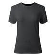 thumbnail image 4 of Hauts d'Été pour Femmes à Manches Courtes, Col Rond, Côtelés, Coupe Ajustée, Chandails Décontractés, T-Shirt, 4 of 5