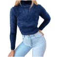 thumbnail image 1 of GigrtiJin Chandails à Col Roulé pour Femmes Décontractés Couleur Unie Ajustés Courts Mode Confortables Blouses Décontractées, 1 of 7