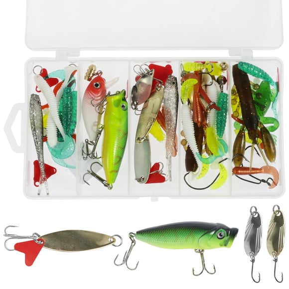 Ensemble de 84/109/164 Pcs de Leurres de Pêche pour Débutants, Leurres Souples et Durs, Ensemble d'Appâts Assortis, Leurres de Pêche en Métal Colorés, Leurres de Pêche 3D Ressemblant à la Vie avec Boîte de Rangement pour Lac, Rivière, Étang