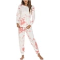 thumbnail image 1 of Ensemble de Pyjama pour Femmes Pantalon Femmes Mode Imprimé Teinture sur Nœuds Manches Longues Pantalon Ensemble de Pyjama Deux Pièces, 1 of 5