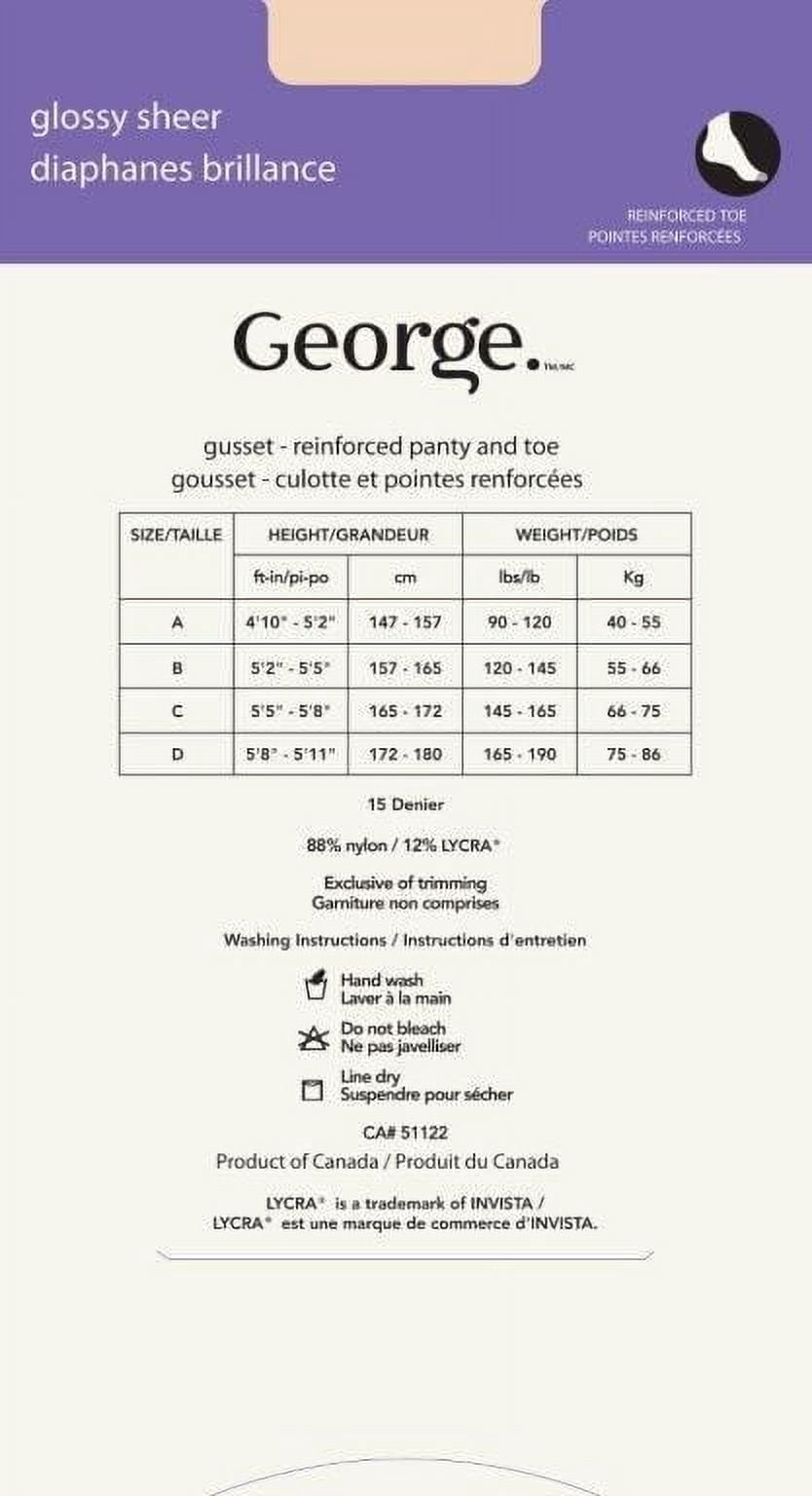 George Women's Glossy Sheer Pantyhose
