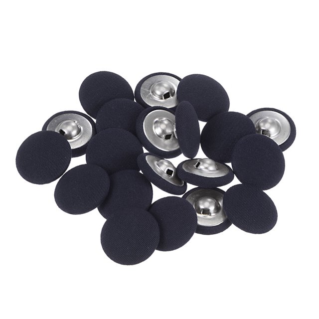 Unique Bargains 20pcs 34L Fabric Cloth Covered Button 21mm Round Metal Shank Sewing Buttons for Suits Dress Blouses, Deep Blue