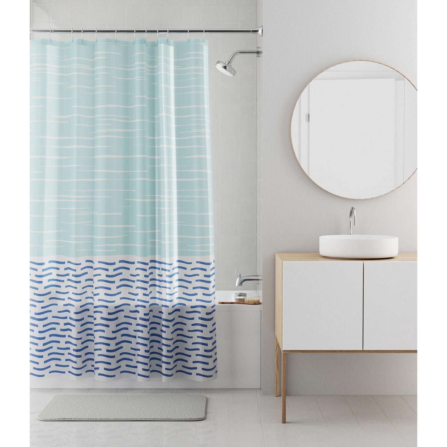 Rideau de douche décoratif imperméable en PEVA recyclé Mainstays
